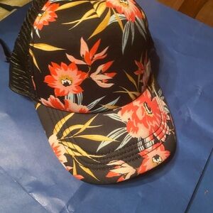 Billabong Black and Red Floral Cap
